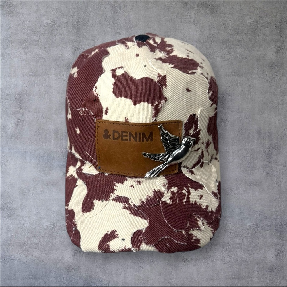Unisex custom brown and  Cream cow print patchwork Cap/ hat.
